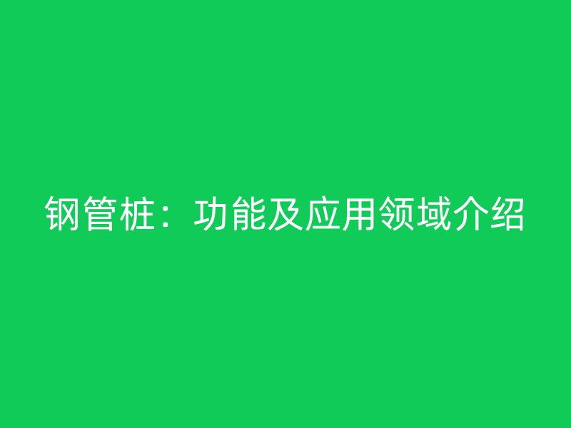鋼管樁:功能及應用領域介紹